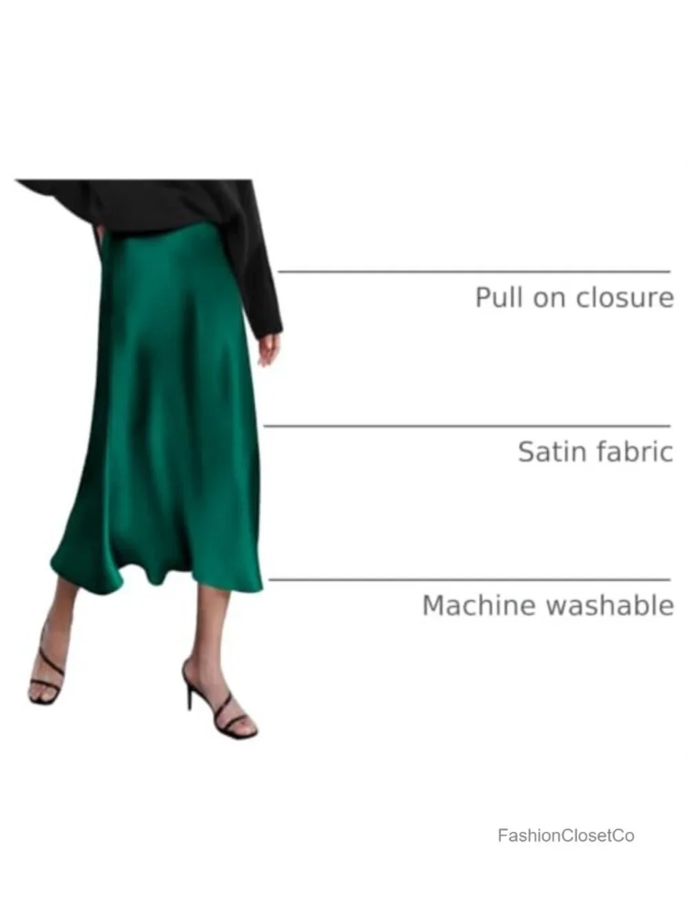 High Waist Satin Midi Skirt Elegant Silk Party Skirt